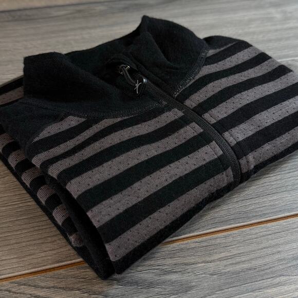 Terramar Merino Woolskins Shirt Size S 1/2 Zip Pullover Base Layer Striped - Picture 12 of 16
